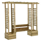 VidaXL Pergola met bank en plantenbakken geïmpregneerd grenenhout