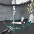 Vidaxl wastafel met kraan en pop-up afvoer gehard glas transparant