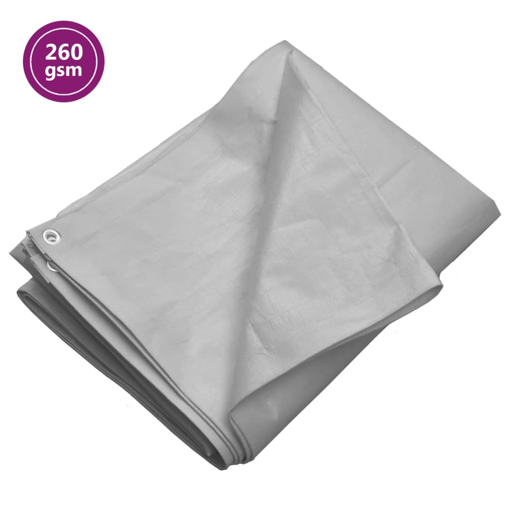 Vidaxl dekzeil 260 g m² 8x8 m hdpe grijs