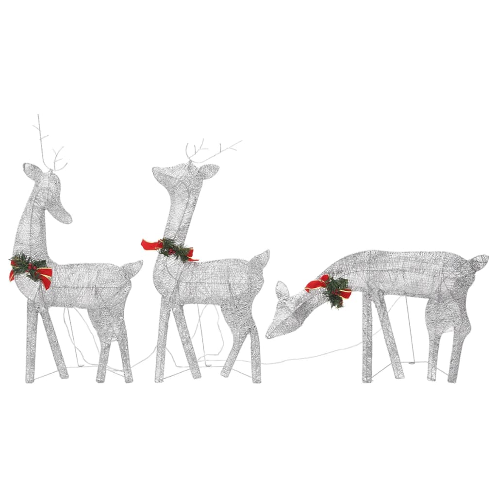Vidaxl kerstversiering rendierfamilie 270x7x90 cm gaas wit zilverkleur