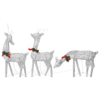 Vidaxl kerstversiering rendierfamilie 270x7x90 cm gaas wit zilverkleur