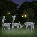 Vidaxl kerstversiering rendierfamilie 270x7x90 cm gaas wit zilverkleur