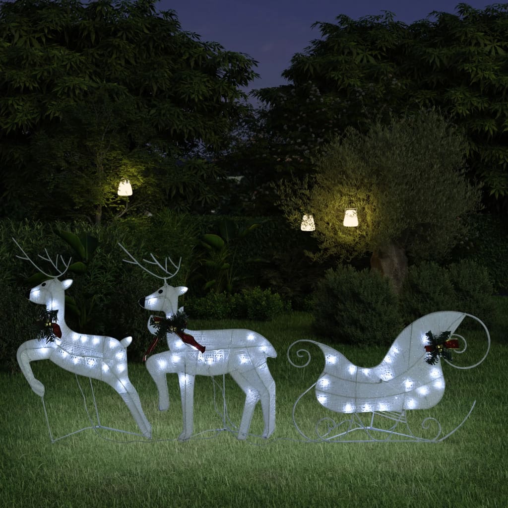 VidaXL Kerstdecoratie rendieren en slee 60 LED's wit