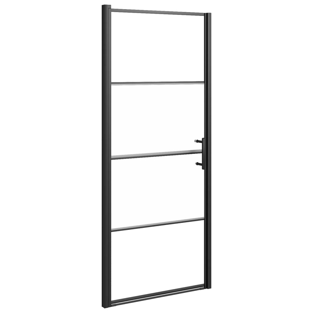 Vidaxl douchedeur halfmat 81x195 cm gehard glas zwart