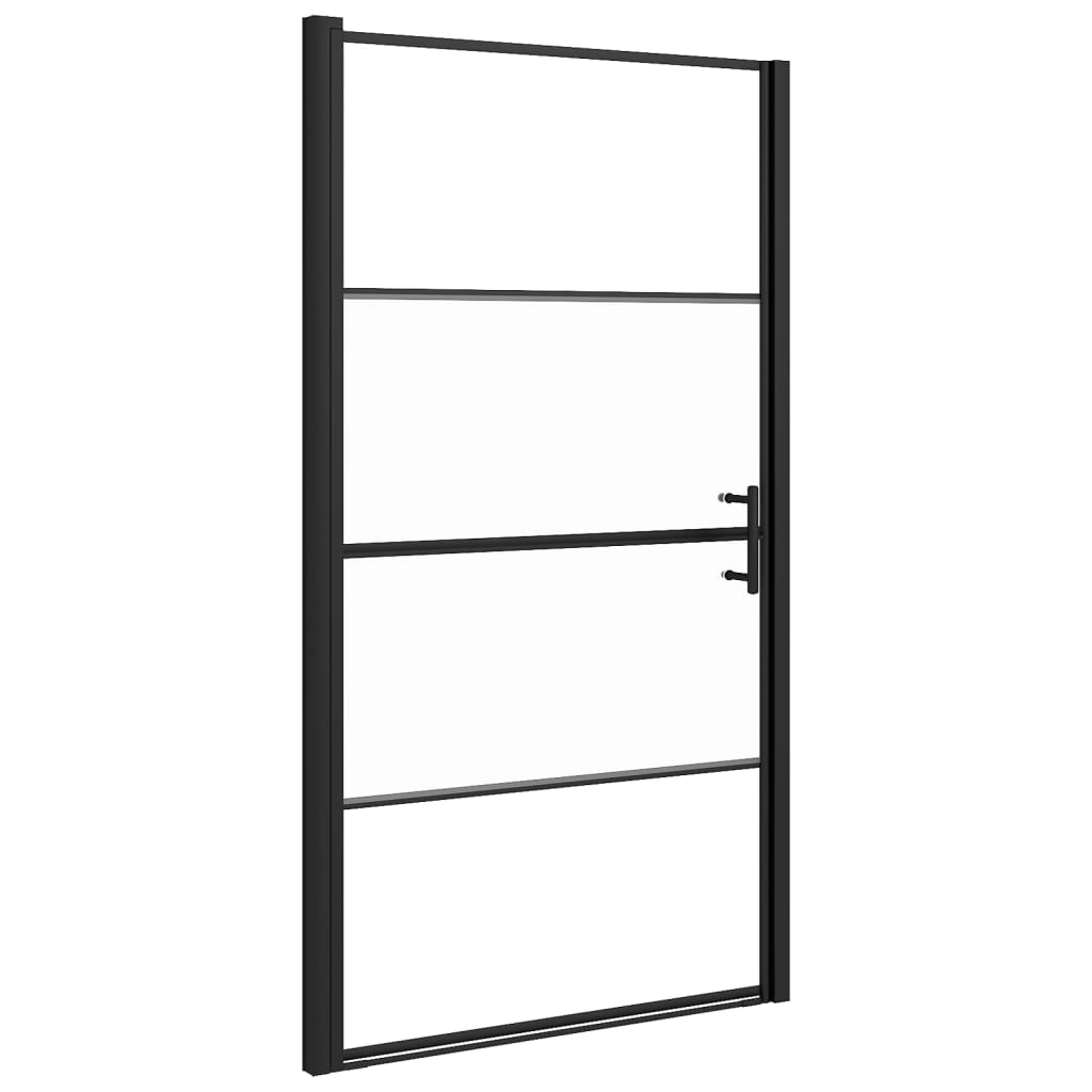 Vidaxl douchedeur halfmat 100x178 cm gehard glas zwart