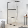 VidaXL Inloopdouchewand 115x195 cm halfmat ESG-glas zwart