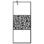 Vidaxl inloopdouchewand met stenenmotief 90x195 cm esg-glas zwart