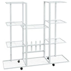 Vidaxl bloemenstandaard met wielen 94,5x24,5x91,5 cm ijzer wit