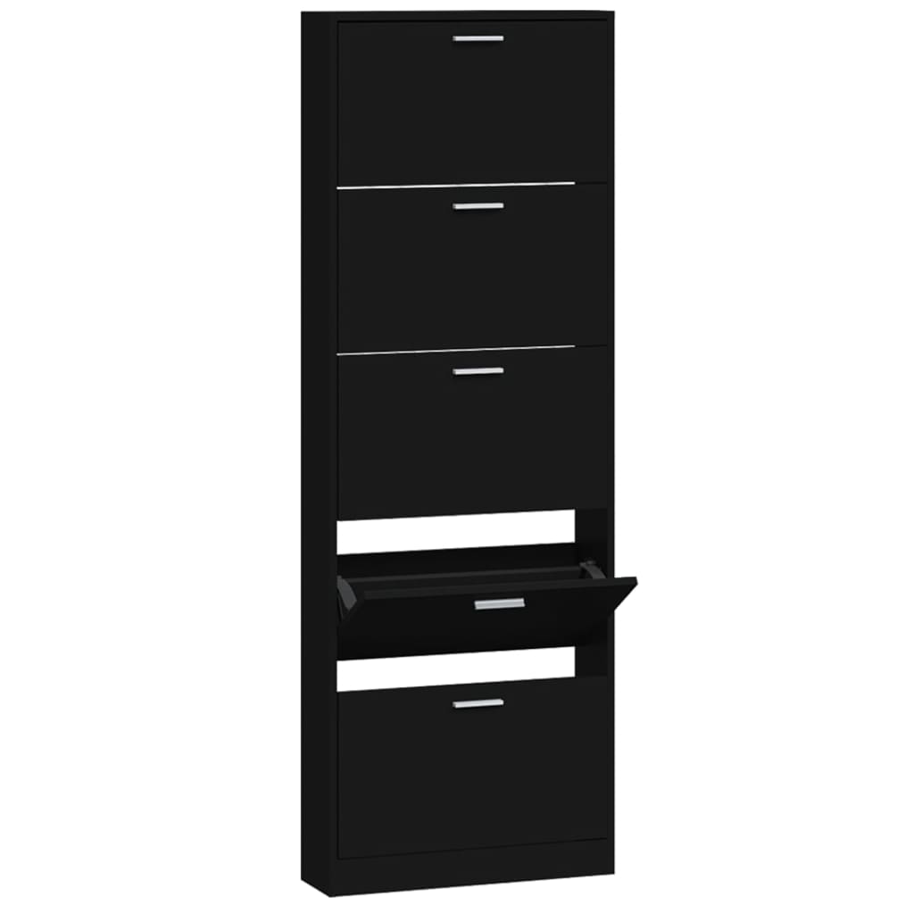 Vidaxl schoenenkast 59x17x169 cm bewerkt hout zwart