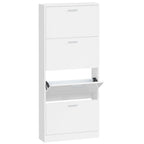 Vidaxl schoenenkast 59x17x150 cm bewerkt hout hoogglans wit