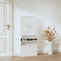 Vidaxl schoenenkast 59x17x150 cm bewerkt hout hoogglans wit