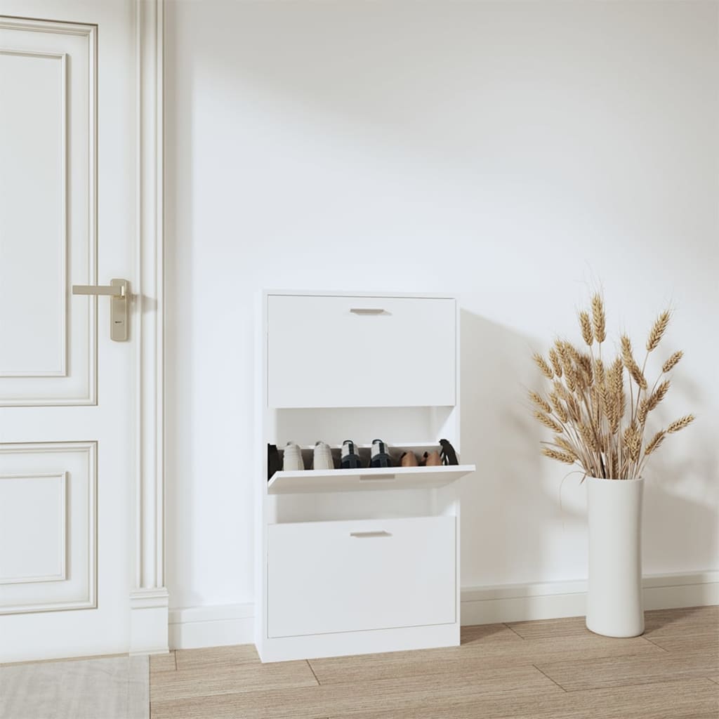 Vidaxl schoenenkast wit 59x17x108 cm bewerkt hout