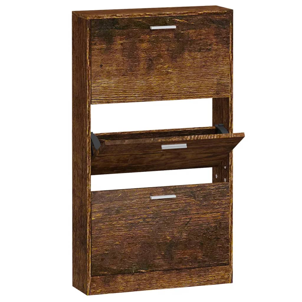 Vidaxl schoenenkast 59x17x108 cm bewerkt hout gerookt eikenkleurig