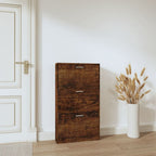 Vidaxl schoenenkast 59x17x108 cm bewerkt hout gerookt eikenkleurig