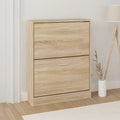 Vidaxl schoenenkast eiken 59x17x81 cm bewerkt hout