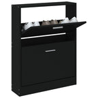 Vidaxl schoenenkast 59x17x81 cm bewerkt hout zwart