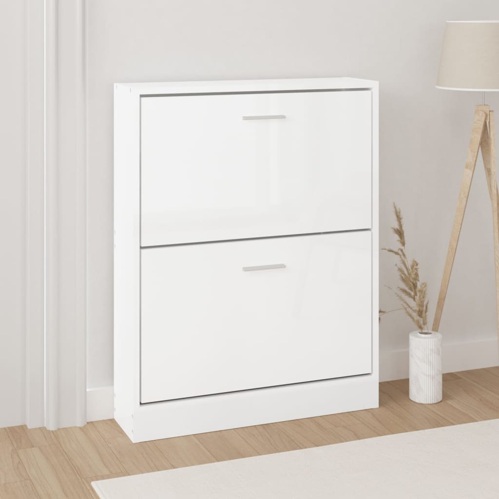 Vidaxl schoenenkast 59x17x81 cm bewerkt hout hoogglans wit