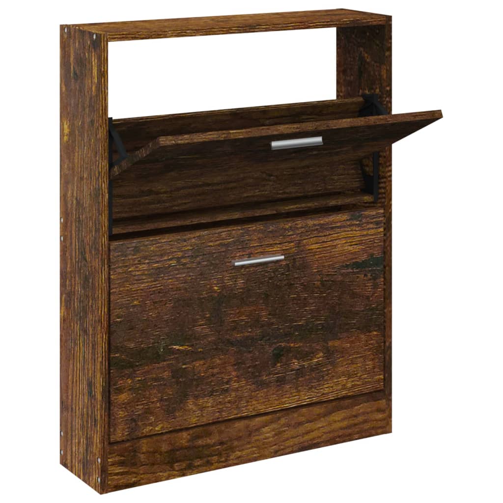 Vidaxl schoenenkast 59x17x81 cm bewerkt hout gerookt eikenkleurig