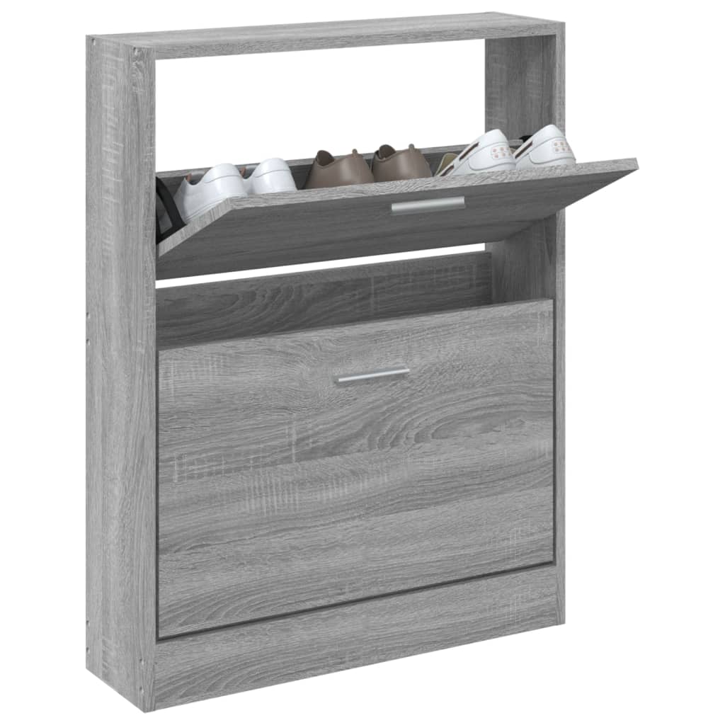 Vidaxl schoenenkast 59x17x81 cm bewerkt hout grijs sonoma