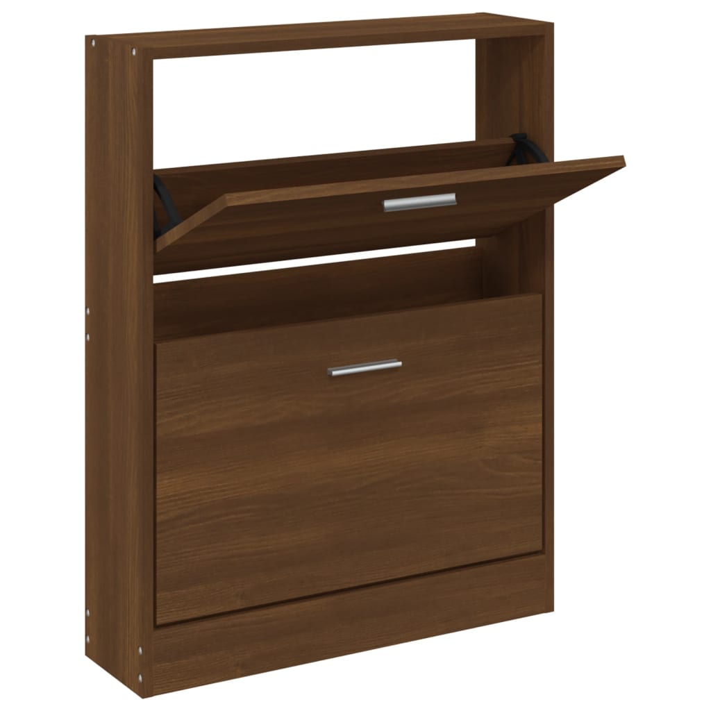 Vidaxl schoenenkast 59x17x81 cm bewerkt hout bruin eikenkleur