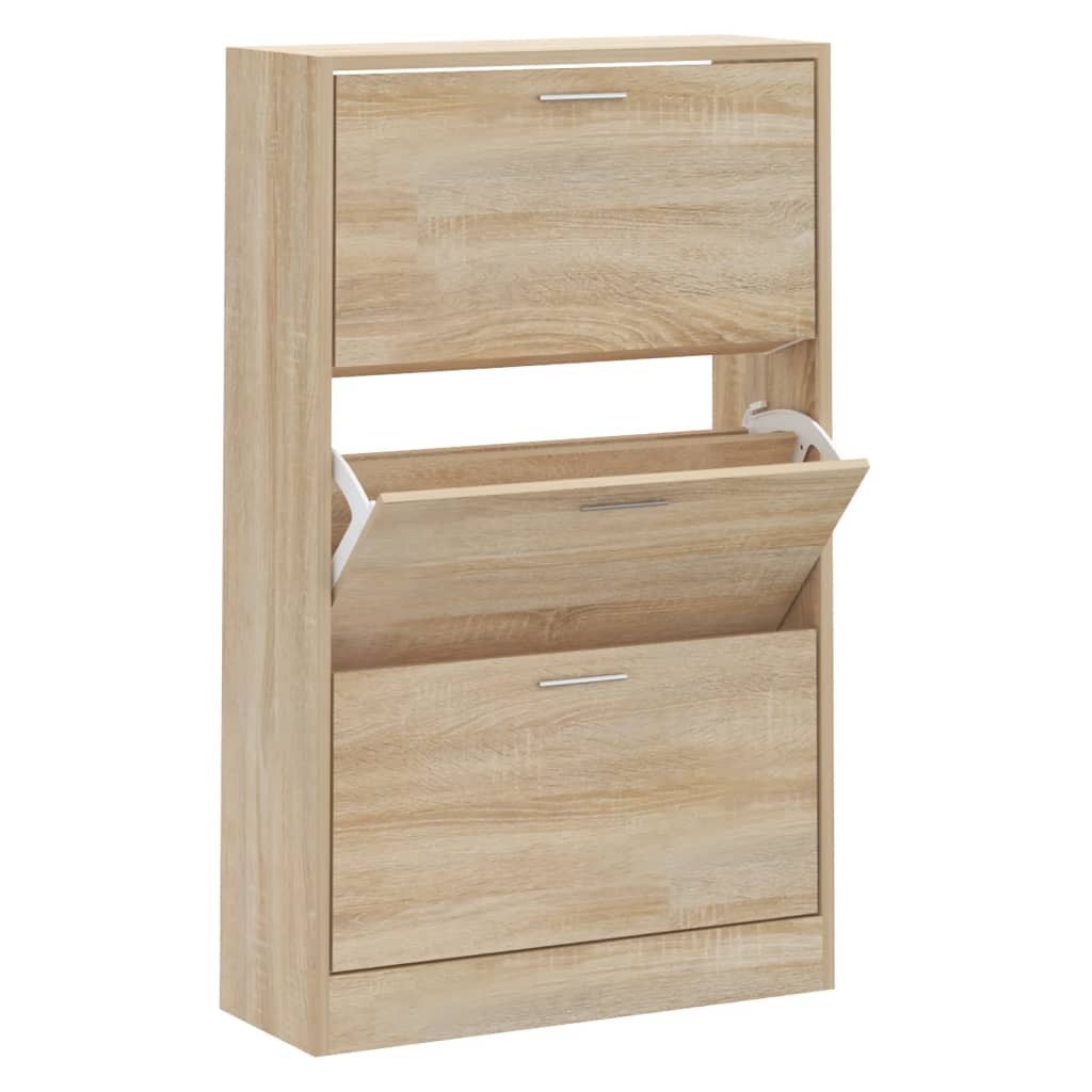Vidaxl schoenenkast 63x24x103 cm bewerkt hout sonoma eikenkleurig