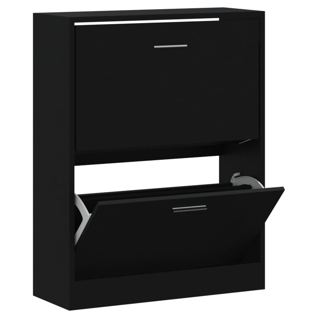 Vidaxl schoenenkast 63x24x81 cm bewerkt hout zwart