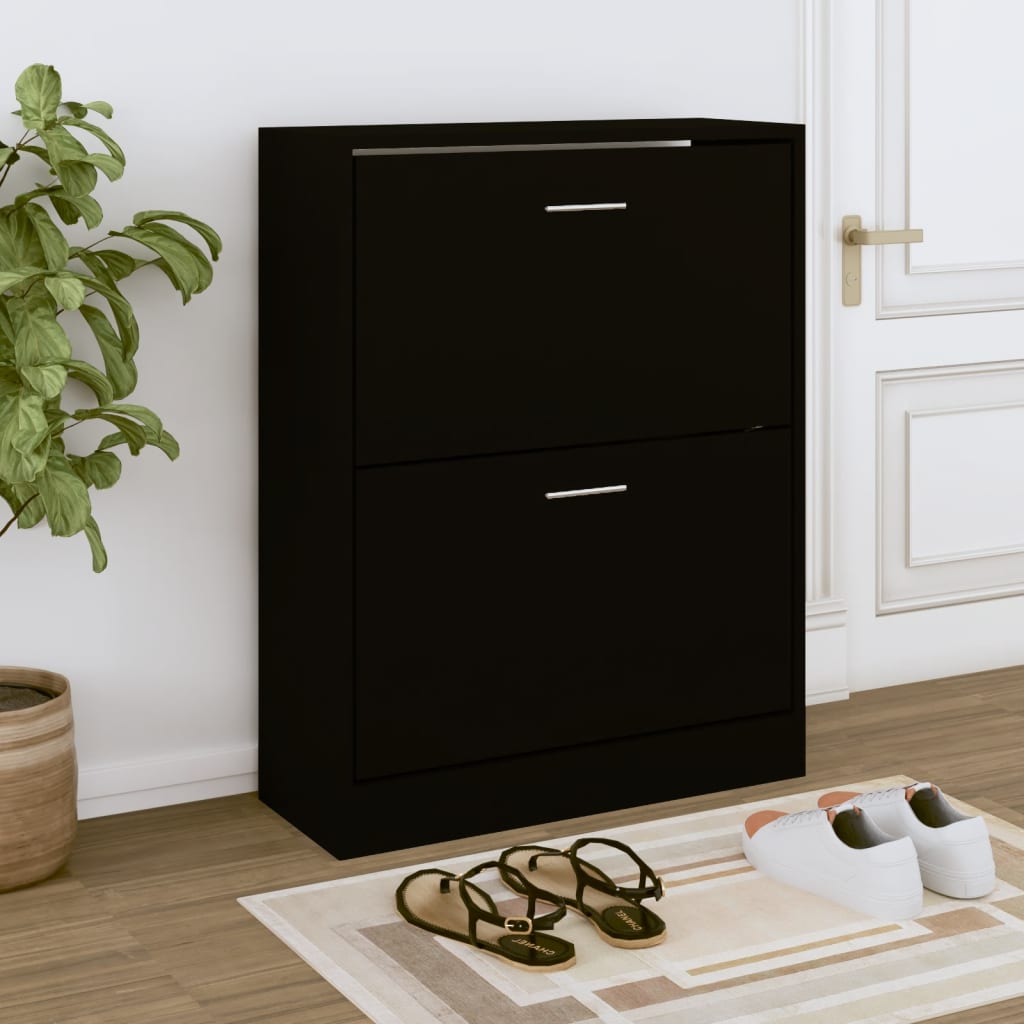 Vidaxl schoenenkast 63x24x81 cm bewerkt hout zwart