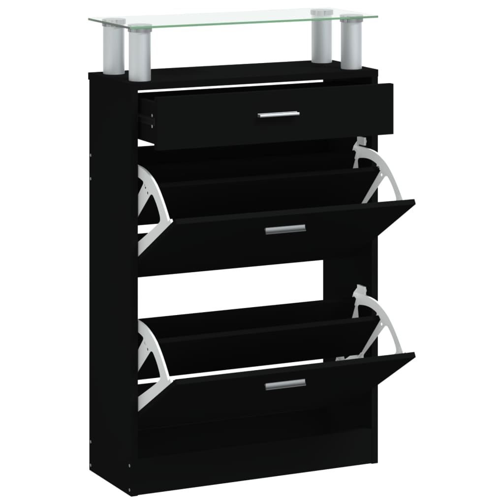 Vidaxl schoenenkast 63x24x104 cm bewerkt hout zwart