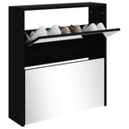 Vidaxl schoenenkast met spiegel 2-laags 63x17x67 cm zwart