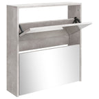 Vidaxl schoenenkast met spiegel 2-laags 63x17x67 cm betongrijs