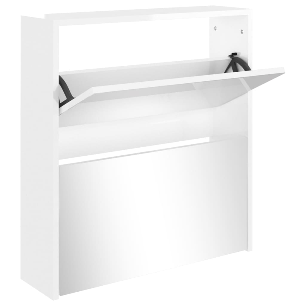 Vidaxl schoenenkast met spiegel 2-laags 63x17x67 cm hoogglans wit