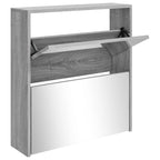 Vidaxl schoenenkast met spiegel 2-laags 63x17x67 cm grijs sonoma