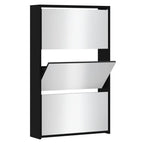 Vidaxl schoenenkast met spiegel 3-laags zwart 63x17x102,5 cm