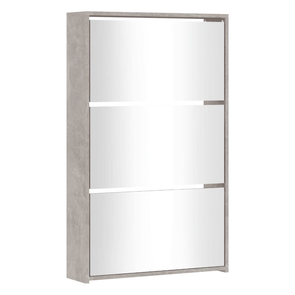 Vidaxl schoenenkast met spiegel 3-laags 63x17x102,5 cm betongrijs