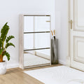 Vidaxl schoenenkast met spiegel 3-laags 63x17x102,5 cm betongrijs