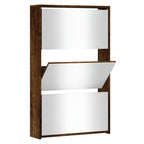 Vidaxl schoenenkast met spiegel 3-laags 63x17x102,5 cm gerookt eiken