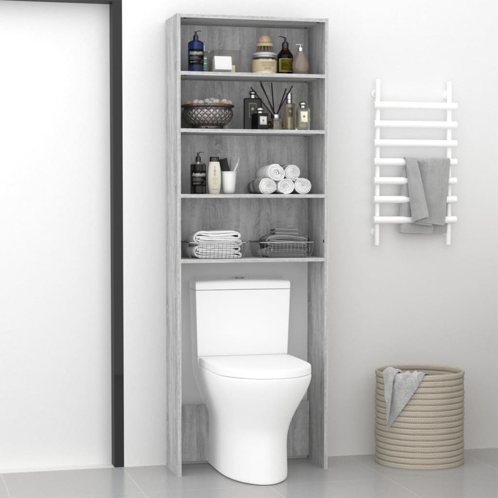 Vidaxl wasmachinekast 64x24x190 cm grijs sonoma eikenkleurig