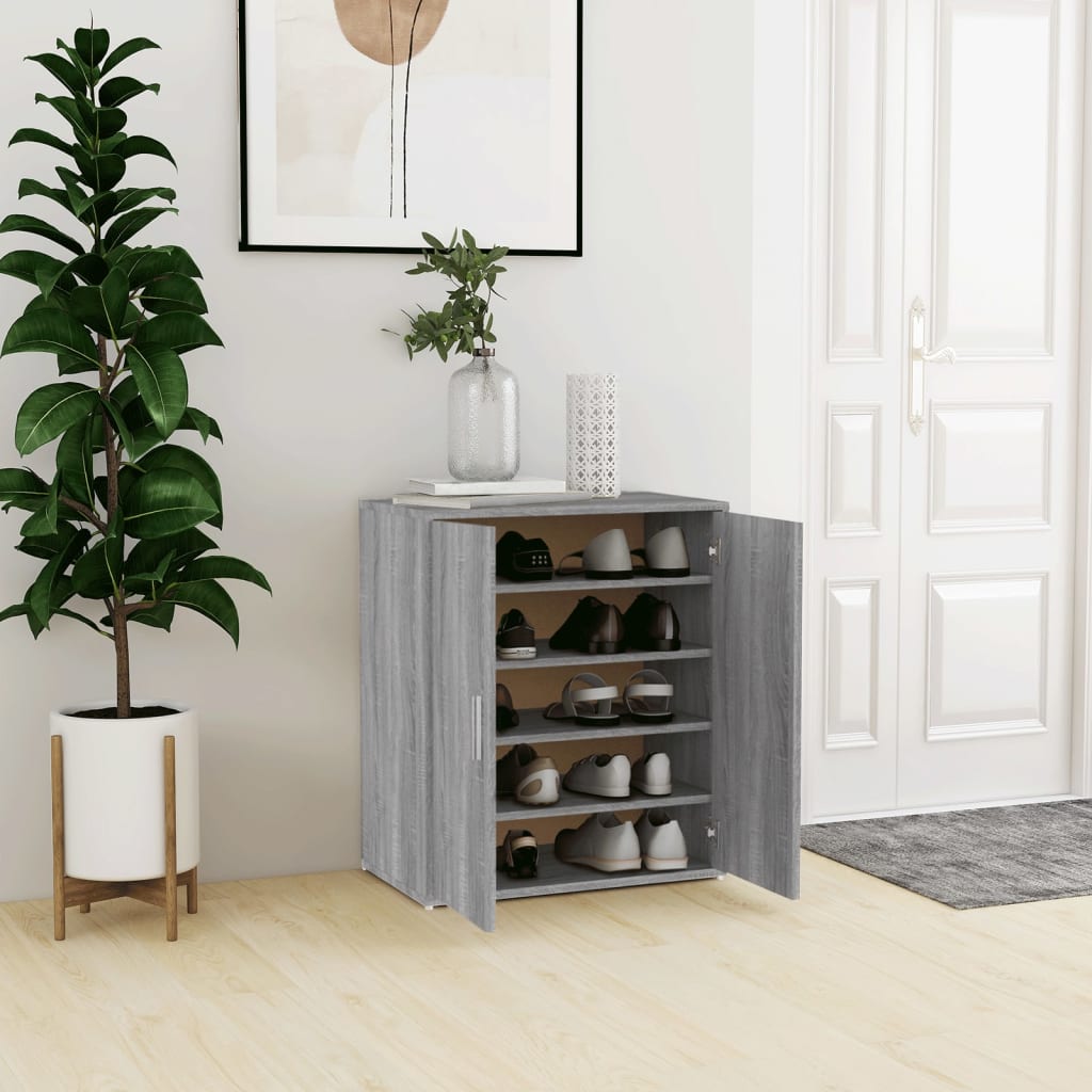 Vidaxl schoenenkast 60x35x70 cm bewerkt hout grijs sonoma eikenkleurig