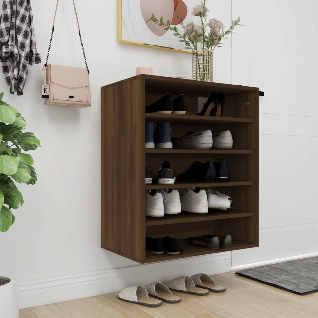 Vidaxl schoenenkast 60x35x70 cm bewerkt hout bruin eikenkleur