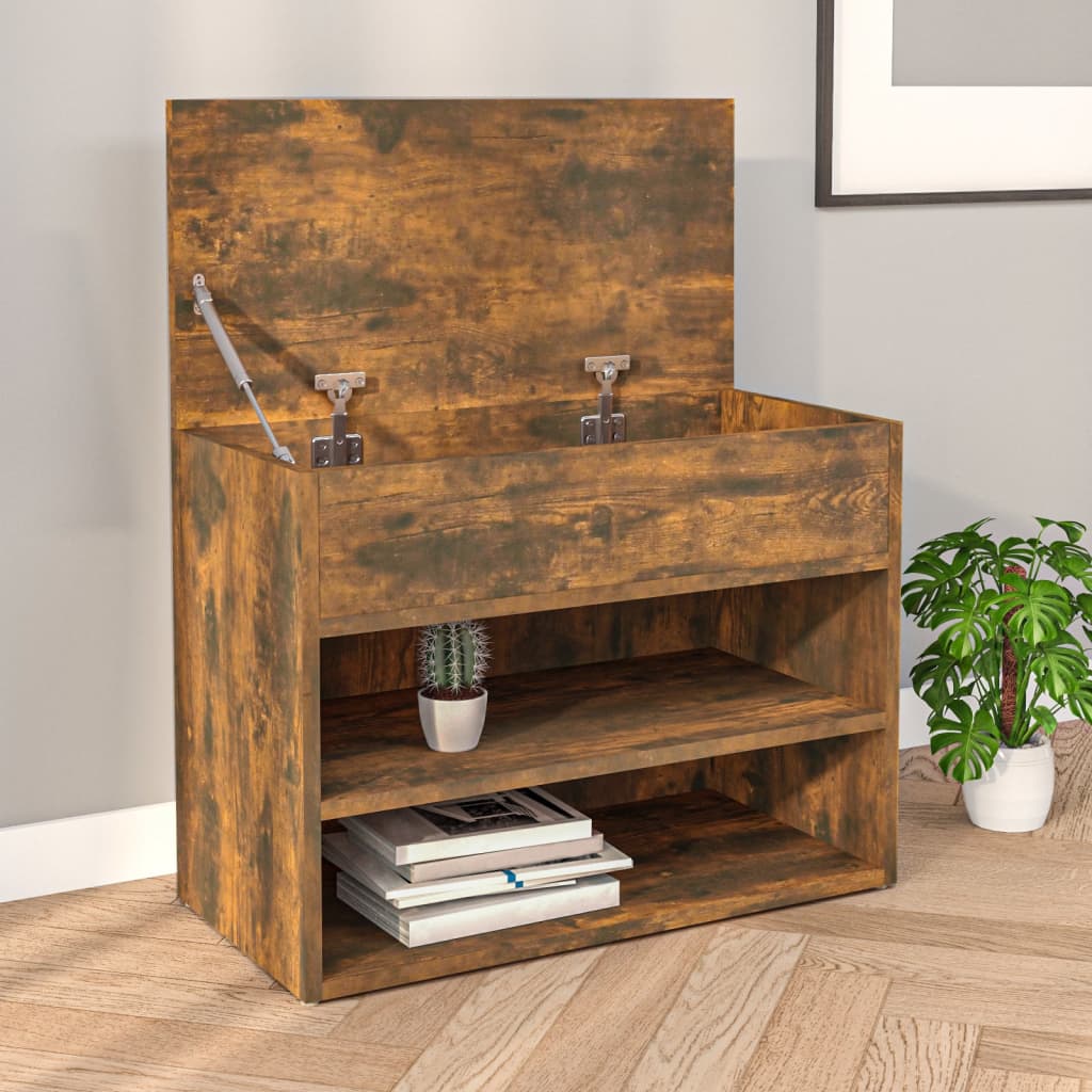 Vidaxl schoenenbank 60x30x45 cm bewerkt hout gerookt eikenkleurig