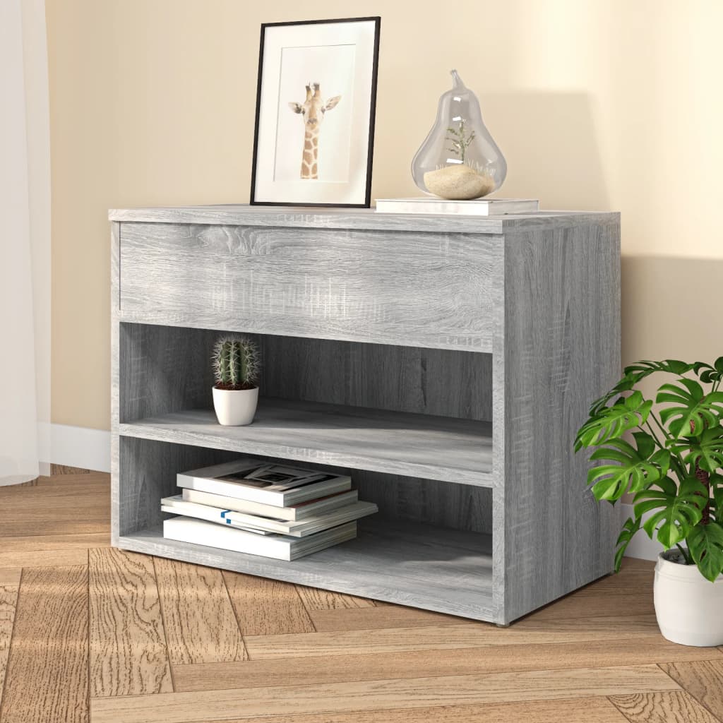 Vidaxl schoenenbank 60x30x45 cm bewerkt hout grijs sonoma eikenkleurig