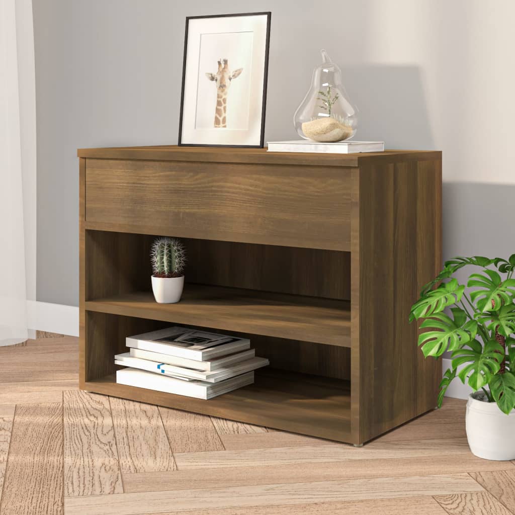 Vidaxl schoenenbank 60x30x45 cm bewerkt hout bruin eikenkleur