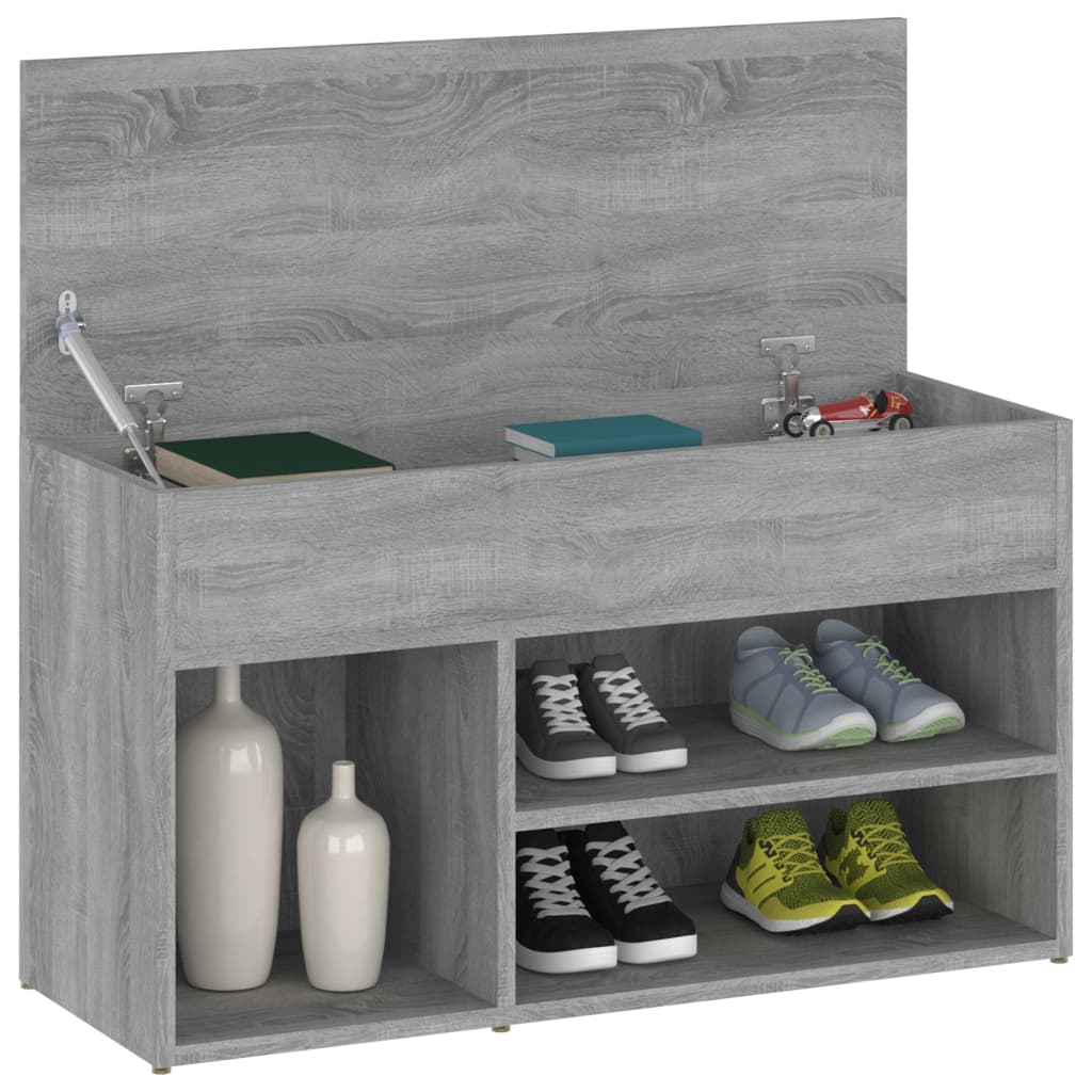 Vidaxl schoenenbank 80x30x45 cm bewerkt hout grijs sonoma eikenkleurig