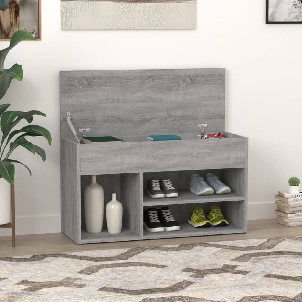 Vidaxl schoenenbank 80x30x45 cm bewerkt hout grijs sonoma eikenkleurig