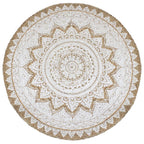 Vidaxl tapijt met print rond 180 cm gevlochten jute