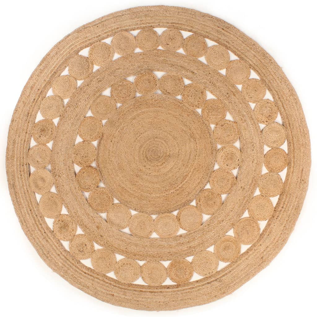 Vidaxl tapijt met ontwerp rond 240 cm gevlochten jute