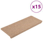 Vidaxl trapmatten zelfklevend 15 st 65x24,5x3,5 cm beige