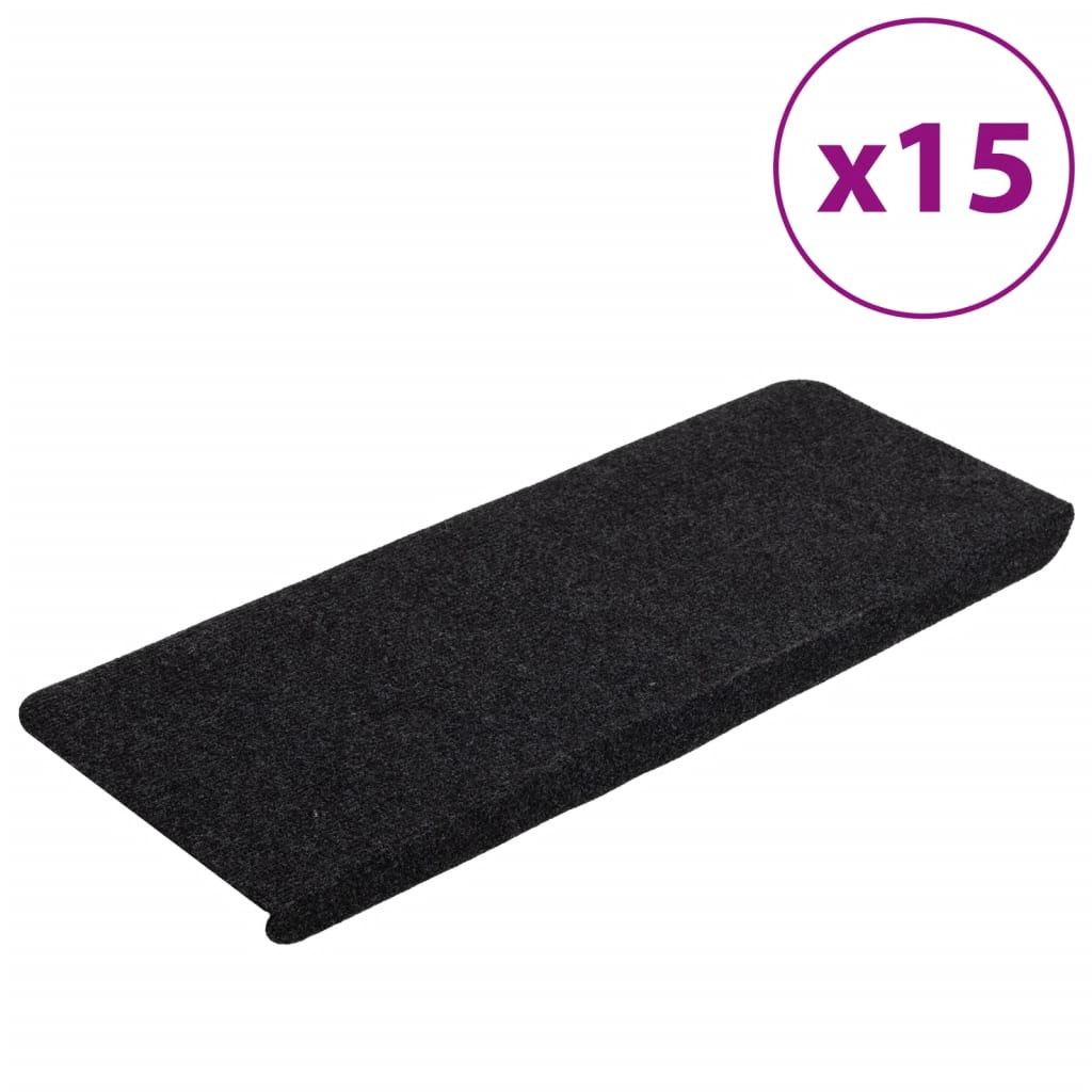 Vidaxl trapmatten zelfklevend 15 st 65x24,5x3,5 cm zwart