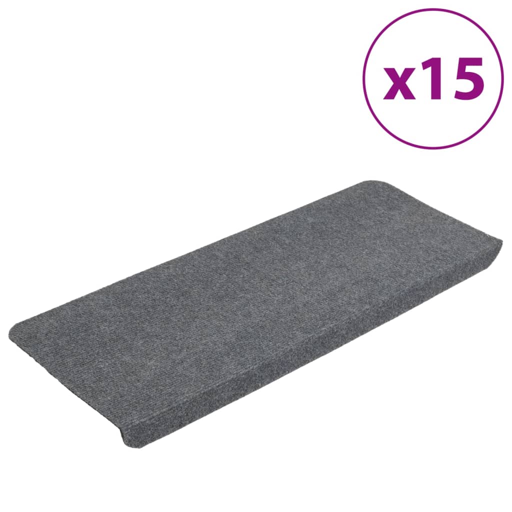 Vidaxl trapmatten zelfklevend 15 st 65x24,5x3,5 cm grijs