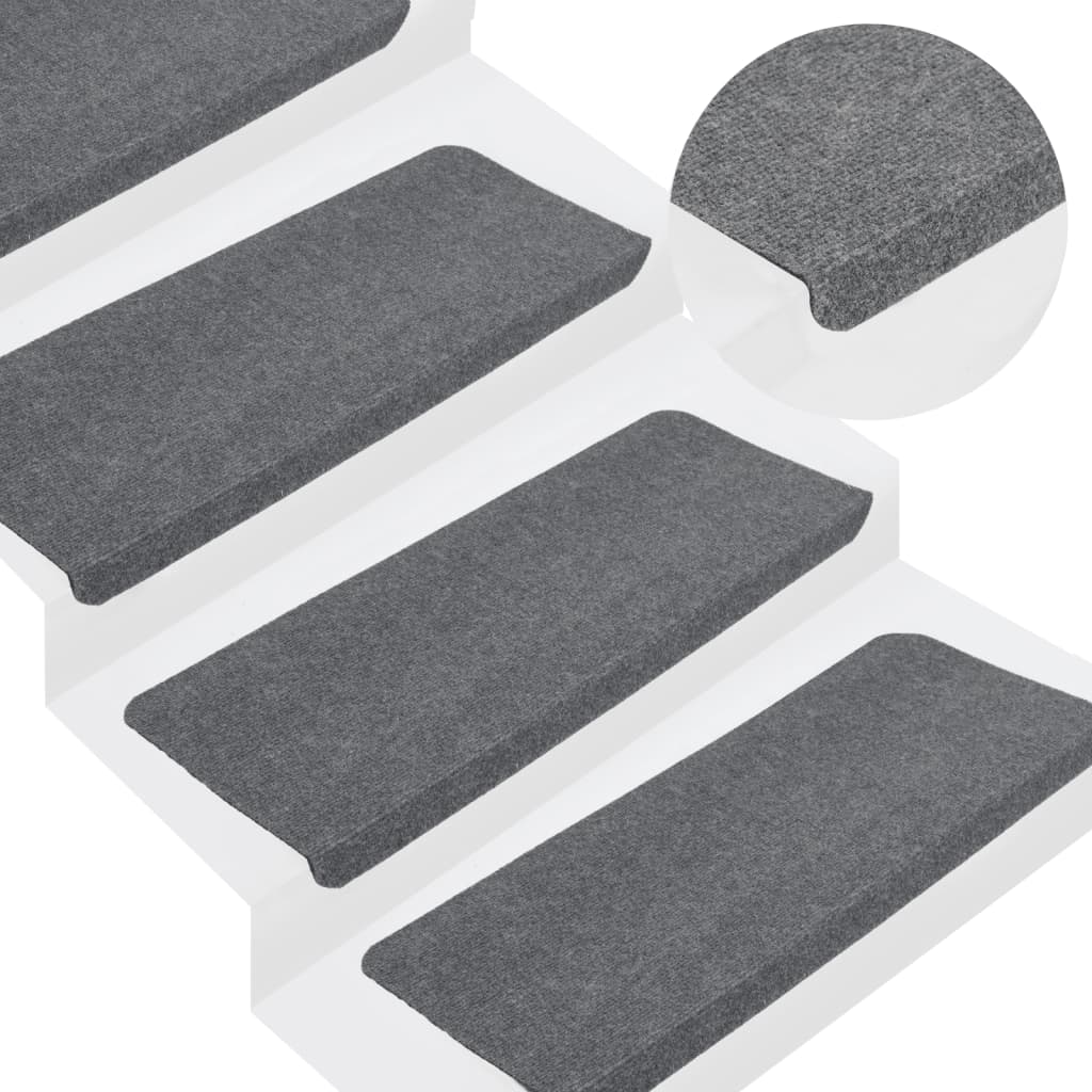 Vidaxl trapmatten zelfklevend 15 st 65x24,5x3,5 cm grijs